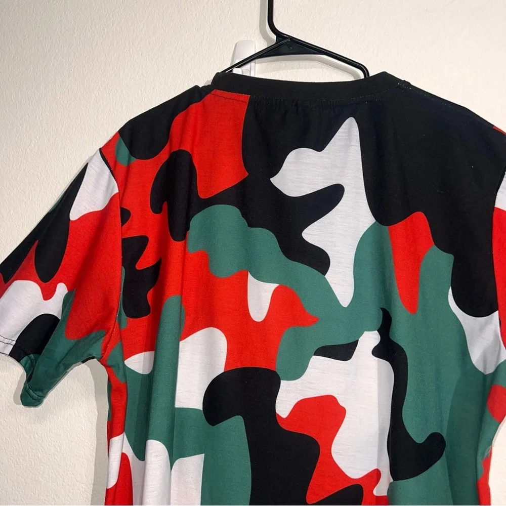 Retro Label T-Shirt 3XL SS Embroidered Camo Hip-hop Streetwear Casual Rap Trendy